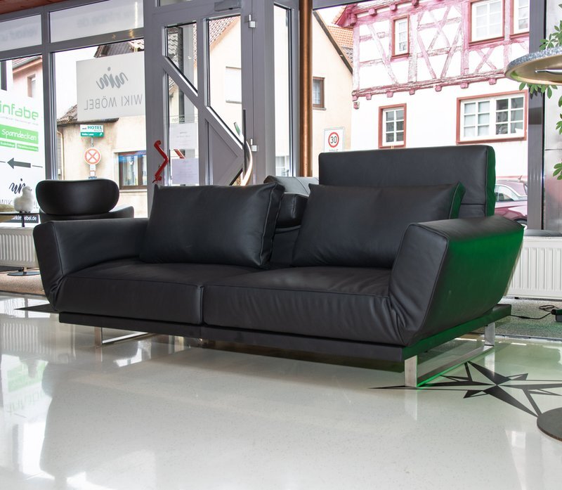 Franz Fertig Riga XL Schlafsofa in Leder schwarz Ausstellungsstück