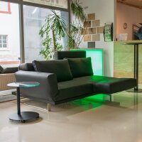 Franz Fertig Riga XL Schlafsofa in Leder schwarz Ausstellungsstück - rechter Sitz vorne, recher Rücken hochgeklappt