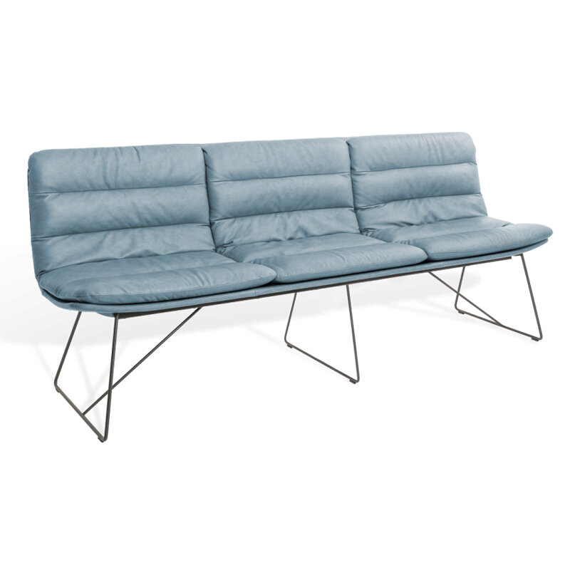 KFF Arva Bank 3,5-sitzig in Leder Sauvage blue