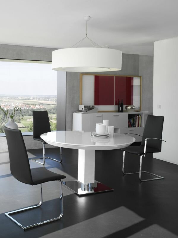 Bacher Todo Auszugstisch NOPRINT Glasplatte rund 135 cm - ausziehbar auf 190 cm (Farbe w&auml;hlbar)