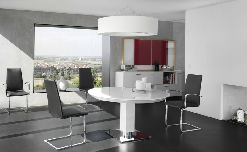 Bacher Todo Auszugstisch NOPRINT Glasplatte rund 135 cm - ausziehbar auf 190 cm (Farbe w&auml;hlbar)
