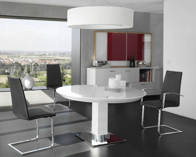 Bacher Todo Auszugstisch NOPRINT Glasplatte rund 135 cm - ausziehbar auf 190 cm (Farbe w&auml;hlbar)