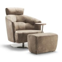 Signet Matheo Sessel niederlehnig mit Hocker in Lederbezug