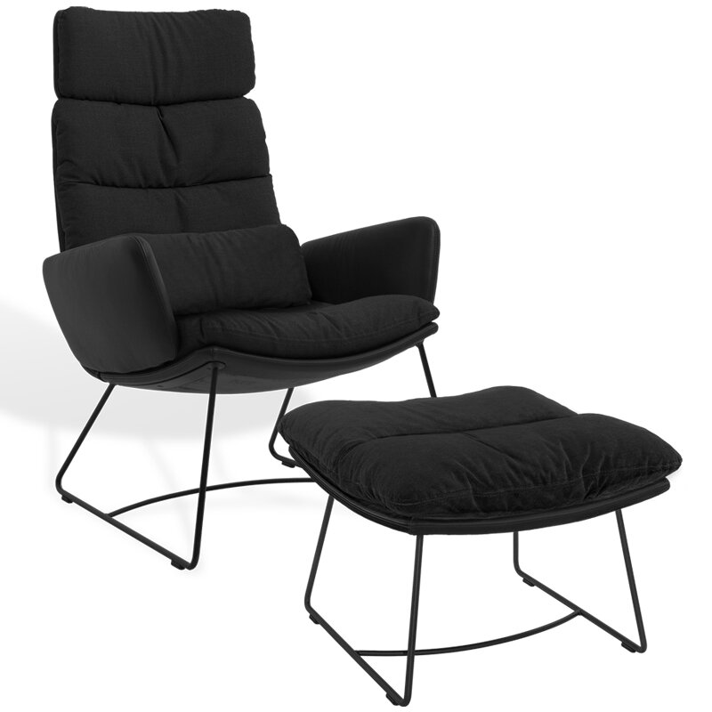 KFF Arva Lounge Sessel mit Kopfst&uuml;tze Drahtkufengestell