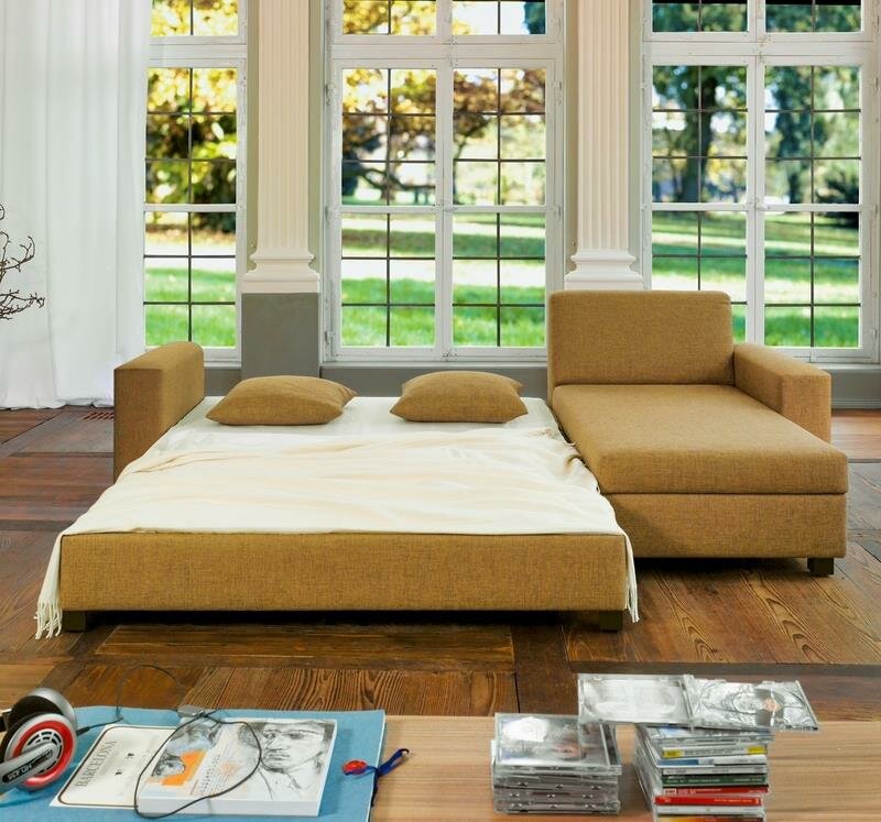 Franz Fertig Minnie Sofa mit Recamiere mit Schlafauszug