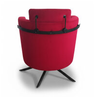 Signet Gazo Clubsessel in Bezug Milan rot mit Metallgestell schwarz - Rückansicht