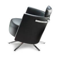Signet Gazo Clubsessel in Bezug Leder schwarz Metall in Chrom hochglanz