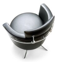 Signet Gazo Clubsessel mit Reeling und Kopfstütze in Bezug Leder schwarz Metall in Chrom hochglanz - Rückansicht