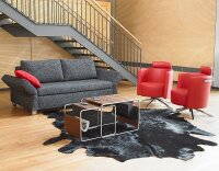 Signet Gazo Clubsessel in Bezug Leder rot und Nick Schlafsofa