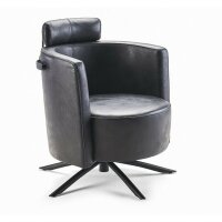 Signet Gazo Clubsessel in Leder Nubuk mit Metallgestell schwarz