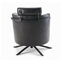 Signet Gazo Clubsessel in Leder Nubuk mit Metallgestell schwarz - Rückansicht