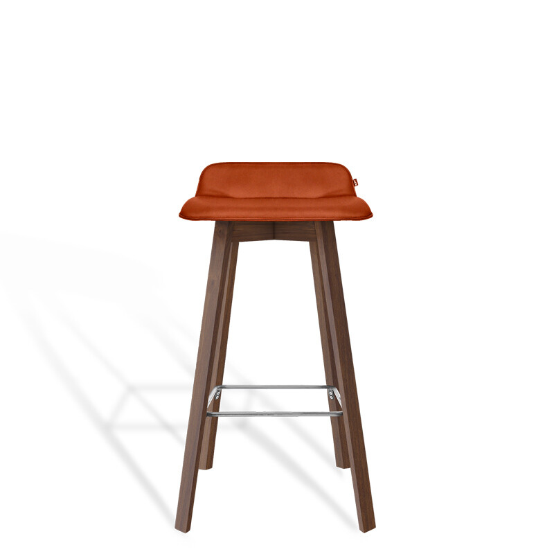 KFF Maverick Thekenhocker 4-Fu&szlig;-Massivholzgestell eckig mit niedriger R&uuml;ckenlehne | Sitzh&ouml;he 66 cm