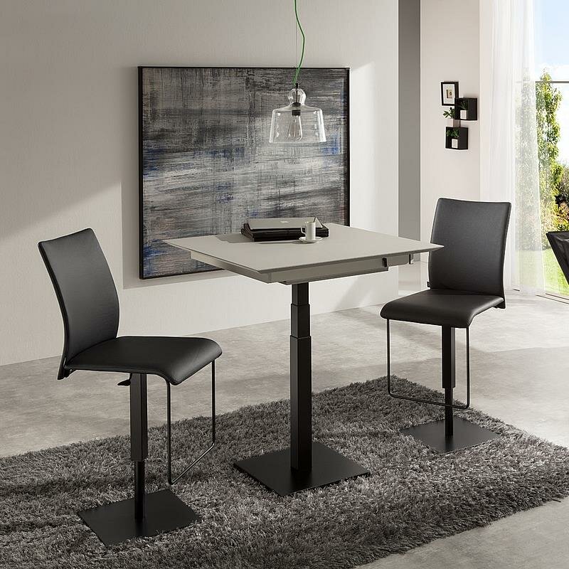Bacher Quota Auszugstisch Ma&szlig; 90x90 cm - ausziehbar auf 150x90 cm (w&auml;hlbare H&ouml;henverstellung &amp; Platte)