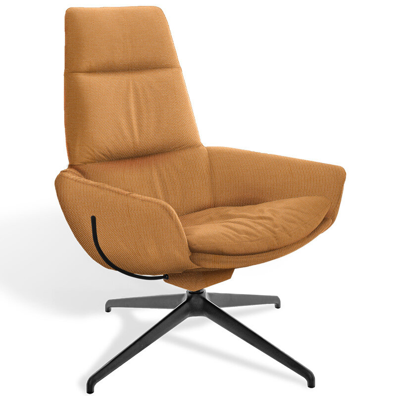 KFF Faye Lounge Sessel Sterngestell SL in gelbem Stoffbezug