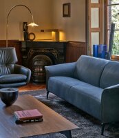 Leolux Lloyd Sessel in Leder schwarz an Sofa