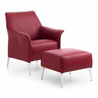Leolux Mayuro Sessel mit Hocker in Leder rot