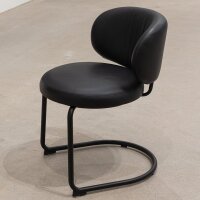 KFF Lou Freischwinger Stuhl in schwarzem Leder