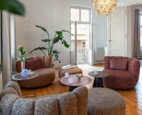 KFF Gaia Divano Lounge mehrere Sessel mit Ottomane in Samtbezug