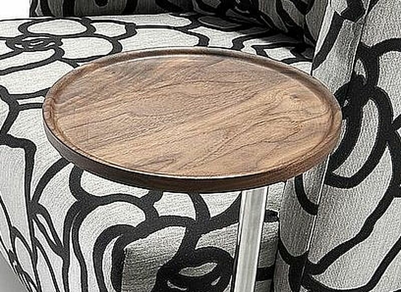 mit Schwenktisch rund niedrig - in Nussbaum massiv geölt