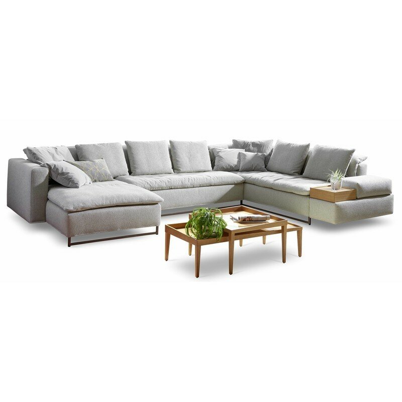 Chaiselongue XL Seitenteil links & Sofalelement 200 & Anbaueckelement 180 mit Armteilbasis rechts
